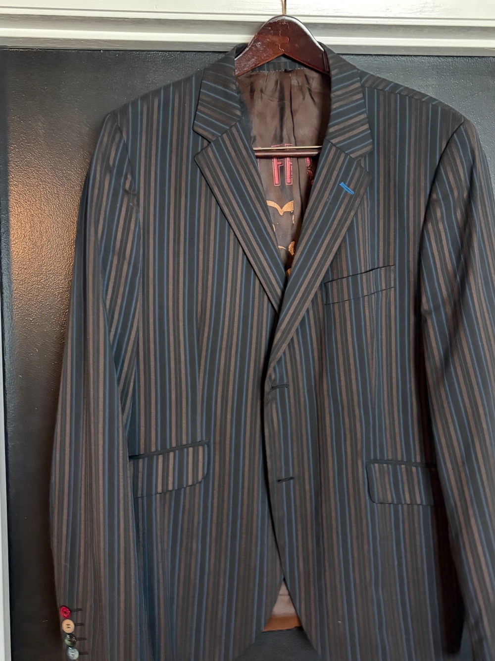 Ben Sherman Black and Brown Blazer with Blue Pinstripes